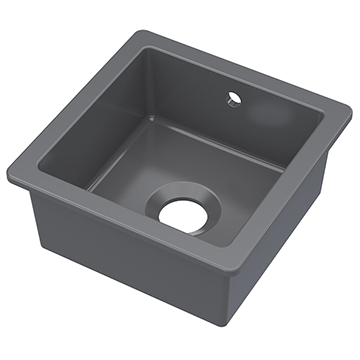 Nuie Square One Bowl Soft Black Fireclay Undermount Kitchen Sink With Overflow - Image