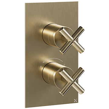 Crosswater MPRO Concealed Rectangular Thermostatic Brushed Brass  Shower Valve - 2 or 3 Controls