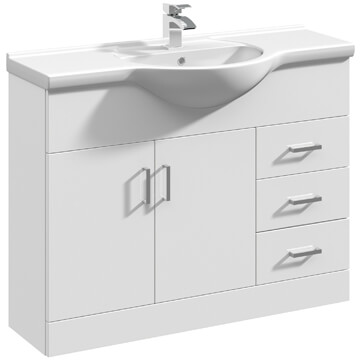 Nuie Mayford Floor Standing 2 Door 3 Drawer Unit And Basin - VTY1050