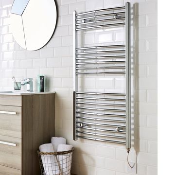 Kartell K-Rad Straight Electric Towel Rail with Brackets - 500mm Wide - Mild Steel