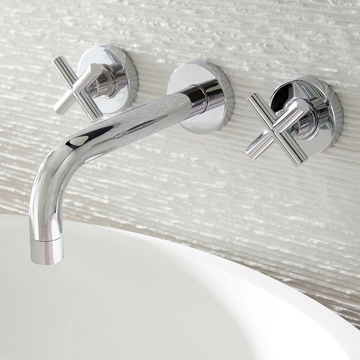 Vado Elements Chrome Wall Mounted 3 Hole Basin Mixer Tap