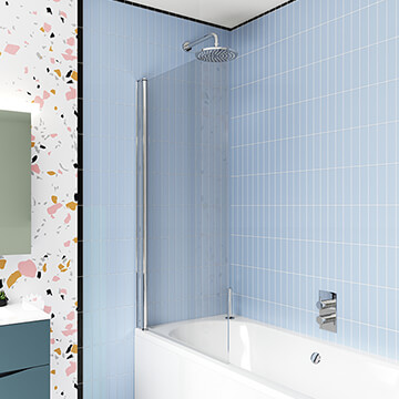 Crosswater Design-8 Single Panel Semi-Frameless Bath Screen - 850 x 1500mm