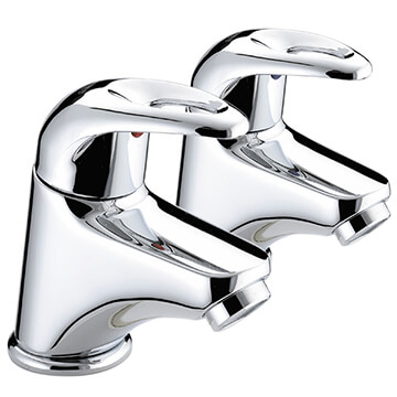 Bristan Java Eco-6 Deck Mounted Pair Of Chrome Basin Pillar Taps - Curved Loop Handles