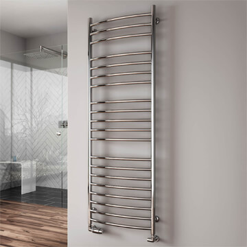 Reina Eos Polished Stainless Steel Curved Towel Rail with Brackets - 600mm Width - Image