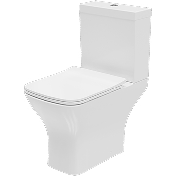 Lecico Shani Square Rimless Open Back Close Coupled WC Pan with Cistern