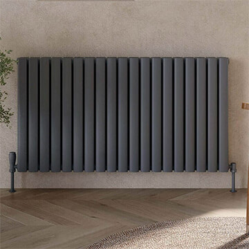 Joseph Miles Apex Horizontal Flat Bar Anthracite Radiator 600mm High - Steel