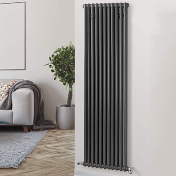 MHS Rads-2-Rails Fitzrovia 2 Column Traditional Anthracite Radiator 1800mm High - Steel