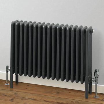 MHS Rads-2-Rails Fitzrovia Horizontal 3 Column Traditional Anthracite Radiator - Steel