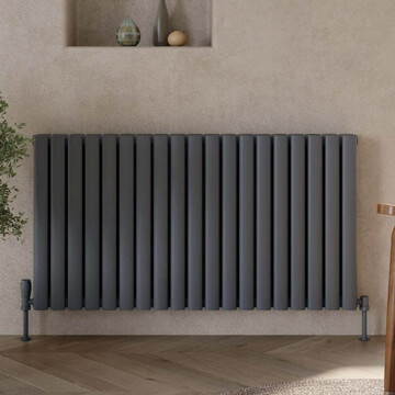 Joseph Miles Apex Horizontal Flat Bar Anthracite Radiator 600mm High - Steel - Double Panel
