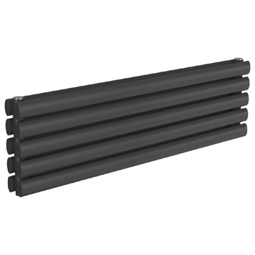 Reina Nevah Horizontal Tubular Column Anthracite Designer Radiator - Mild Steel - Double Panel