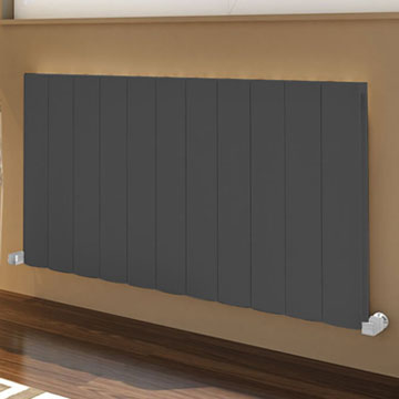 Tivolis Lugo Horizontal Flat Anthracite Radiator 600mm High - Aluminium - Double Panel