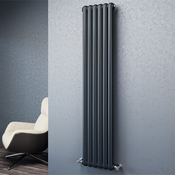 Aqua Edition Adare Vertical Contemporary Column Radiator 1500mm High - Mild Steel - Double Panel