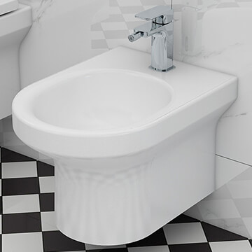 IMEX Alma White Finish 500mm Projection Wall Mounted Bidet