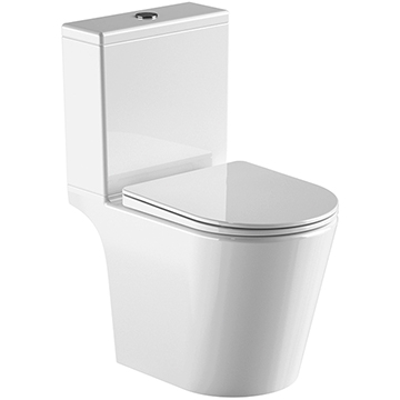 Lecico Layla Smooth Rimless Open Back Close Coupled WC Pan with Cistern and Soft Close Seat