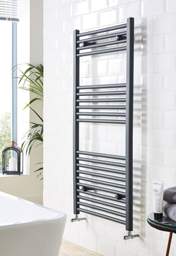 Kartell K-Rad K-Rail Anthracite Straight Heated Towel Rail 500mm Wide - Mild Steel