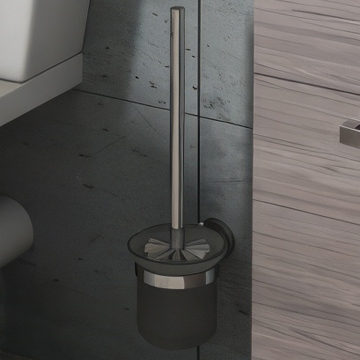 Ideal Standard IOM Chrome Toilet Brush With Frosted Glass And Holder