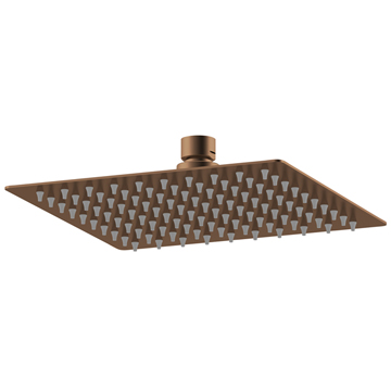 Nuie Square Fixed Brushed Bronze Shower Head 200 x 200mm - 1 Spray Mode - Stainless Steel
