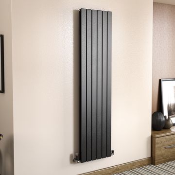 Reina Flat Vertical Anthracite Designer Radiator - Mild Steel - Double Panel