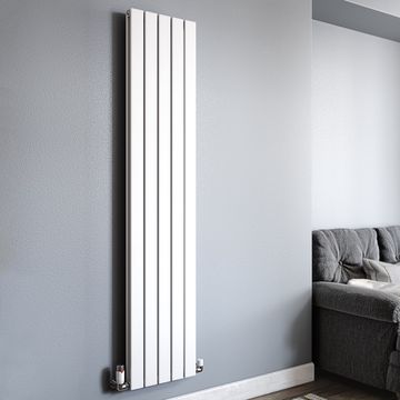 Reina Flat Vertical White Designer Radiator - Mild Steel - Double Panel