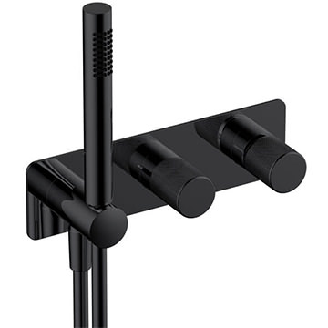 RAK Amalfi Thermostatic Concealed Matt Black Shower Valve with Handset - 2 Outlets