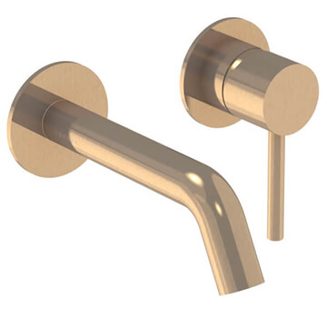 Saneux Cos Contemporary 2 Hole Brushed Bronze Basin Mixer Tap - Wall Mounted
