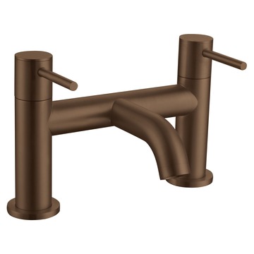 Joseph Miles HiLux Contemporary Brushed Bronze Bridge Bath Mixer Tap - Stick Handles