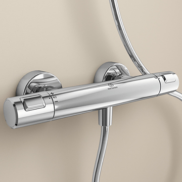 Ideal Standard Ceratherm T25 Thermostatic Exposed Bar Shower Valve - 1 Outlet - 2 Controls