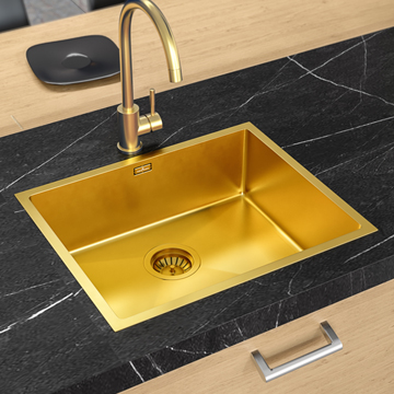 Reginox Miami Stainless Steel Gold Kitchen Sink with Waste - Single Bowl
