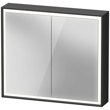 Duravit L-Cube Wall Hung Graphite Matt Mirror Cabinet with Shaver Socket 700mm High - Two Door