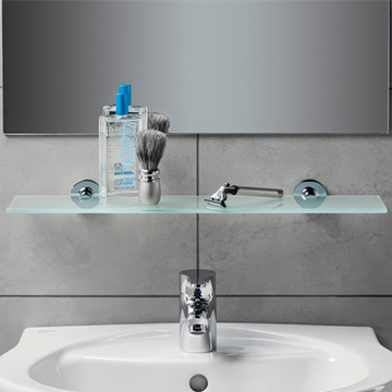 Ideal Standard Iom Toughened Glass Shelf with Chrome Brackets