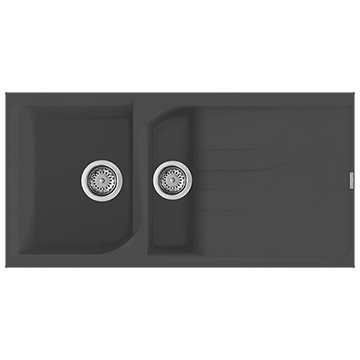 Reginox Ego-15 Black Granite Inset Kitchen Sink with Drainer 1000 x 500mm - 1.5 Bowl