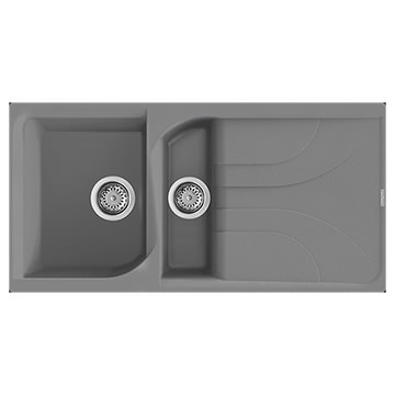 Reginox Ego-15 Metaltek Titanium Granite Inset Kitchen Sink with Drainer 1000 x 500mm - 1.5 Bowl