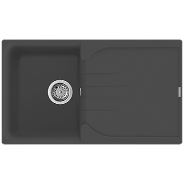 Reginox Ego Black Granite Inset Kitchen Sink with Drainer - One Bowl