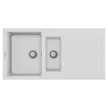 Reginox Easy-15 Granite White Inset Kitchen Sink 1000 x 500mm - 1.5 Bowl