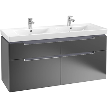 Villeroy And Boch Subway-2.0 Wall Hung Double Basin Matt Black Vanity Unit - 1287 x 590mm