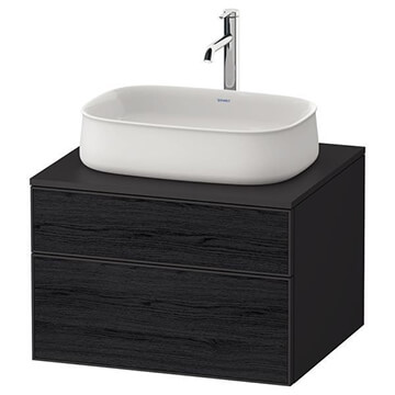 Duravit Zencha Wall Hung Countertop Black Oak Vanity Unit - Handle-Less - 2 Drawers
