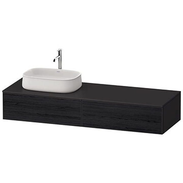 Duravit Zencha Wall Hung Countertop Black Oak Vanity Unit for One Washbowl - 1600 x 281mm