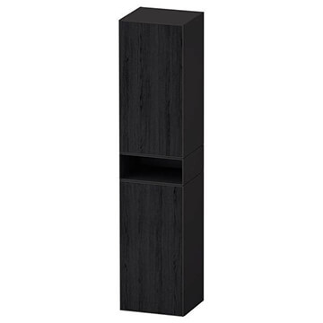 Duravit Zencha Open Shelf Wall Hung Black Oak Tall Boy Unit 400 x 1900mm - Two Door