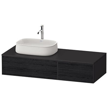 Duravit Zencha Wall Hung Countertop Black Oak Vanity Unit for One Washbowl - 1300 x 281mm