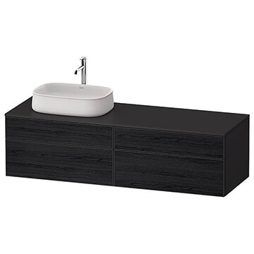 Duravit Zencha Wall Hung Double Basin Black Oak Vanity Unit 1600 x 442mm - 4 Drawers
