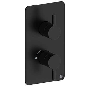 Britton Hoxton Concealed Rectangular Thermostatic Matt Black Shower Valve - 2 Controls