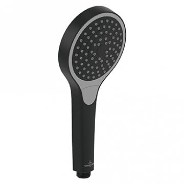 Villeroy and Boch Verve ABS Round Matt Black Shower Handset - Push Button Control - 3 Spray Mode