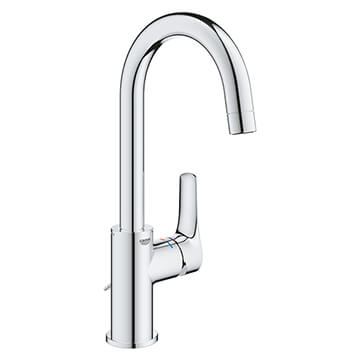 Grohe Eurosmart Contemporary L-Size Chrome Basin Mixer Tap with Swivel Spout - Flat Handle
