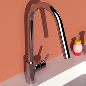 Ideal Standard Gusto Pull-Out Chrome Kitchen Mixer Tap with C-Shaped Swivel Spout - Dual Spray Modes