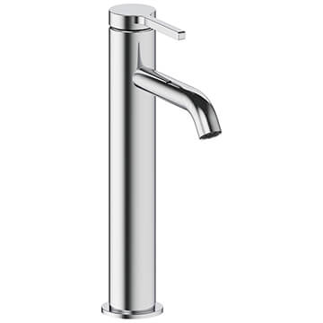 Britton Hoxton Contemporary Tall Basin Mixer Tap with Curved Spout - Stick Handle - Deck Mounted