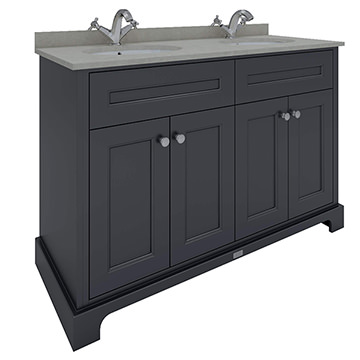 RAK Washington Floorstanding Traditional Double Basin Black Vanity Unit - 1218 x 810mm