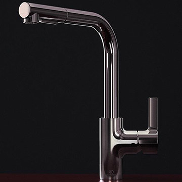 Ideal Standard Gusto L-Shaped Pull-Out Chrome Kitchen Mixer Tap with Swivel Spout - Dual Spray Mode