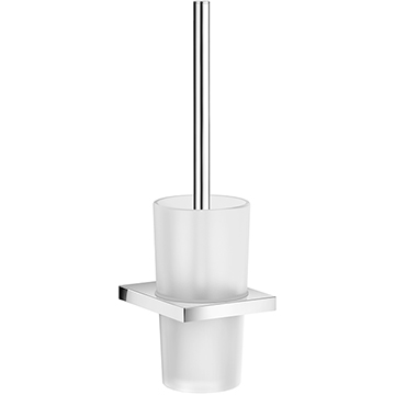 Smedbo Air Polished Chrome Toilet Brush with Frosted Glass Container