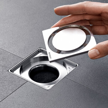 Geberit Brushed Stainless Steel Designer Shower Grating - 80 x 80mm - 154.311.00.1