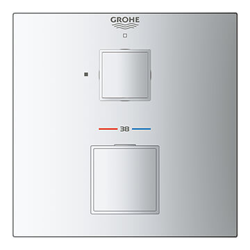 Grohe Grohtherm Cube Concealed Thermostatic Shower Valve - 2 Controls - Square Trim
